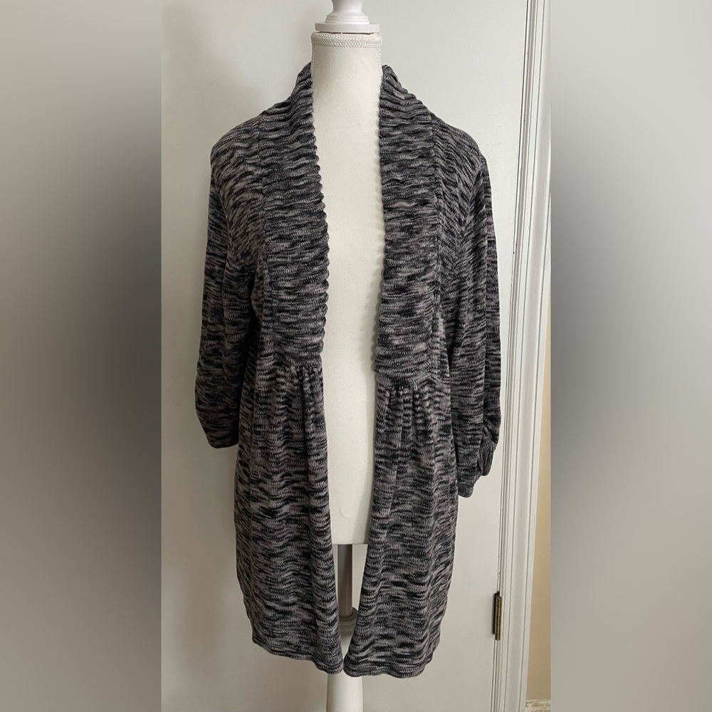 Apt. 9 Women’s Black & Gray Heathered Open Cardigan Sweater, Size Large